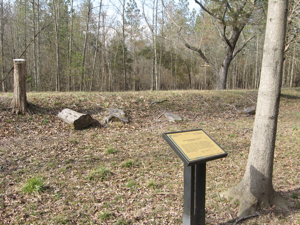 The 2nd New Hampshire Infantry trailside marker is along the Unfinished Railroad, reached from Stop 6 on the Manassas Battlefield Driving Tour.
