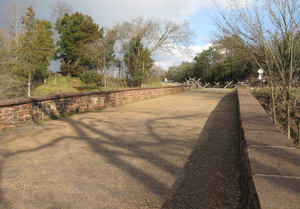View across the Stone Bridge across Bull Run at Manassas National Battlefield