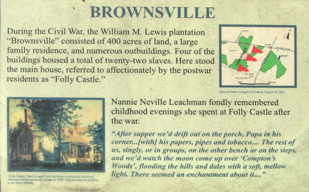 The Brownsville wayside marker is at the Stuart's Hill Center in the southwest part of the battlefield park.