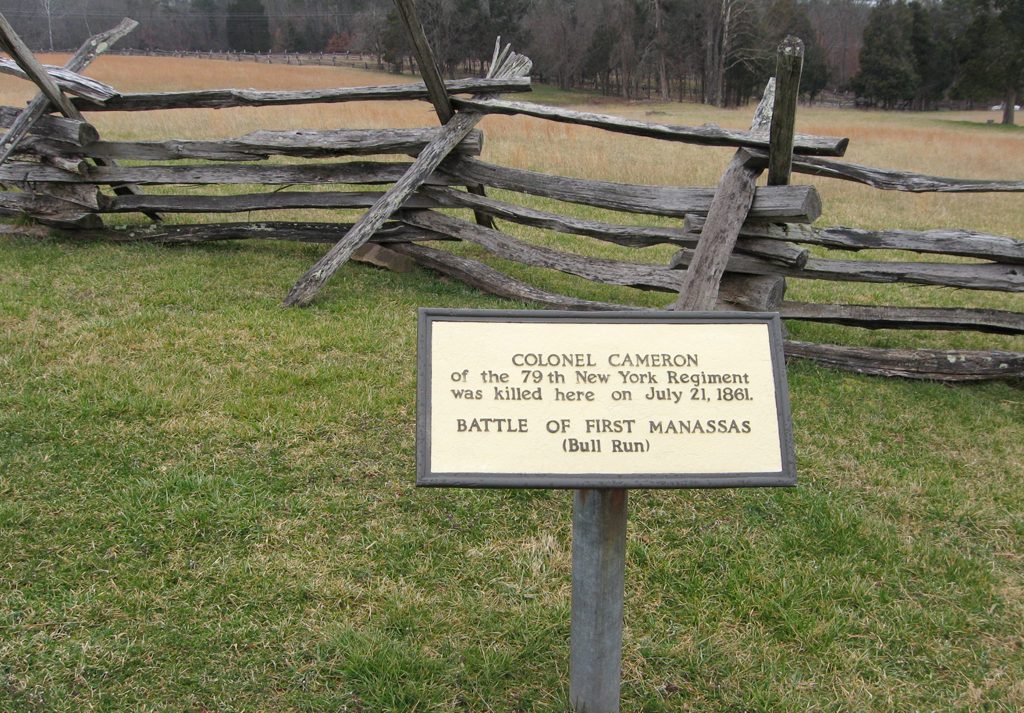 The marker for Colonel Cameron is on the Henry Hill walking tour near the Henry House.