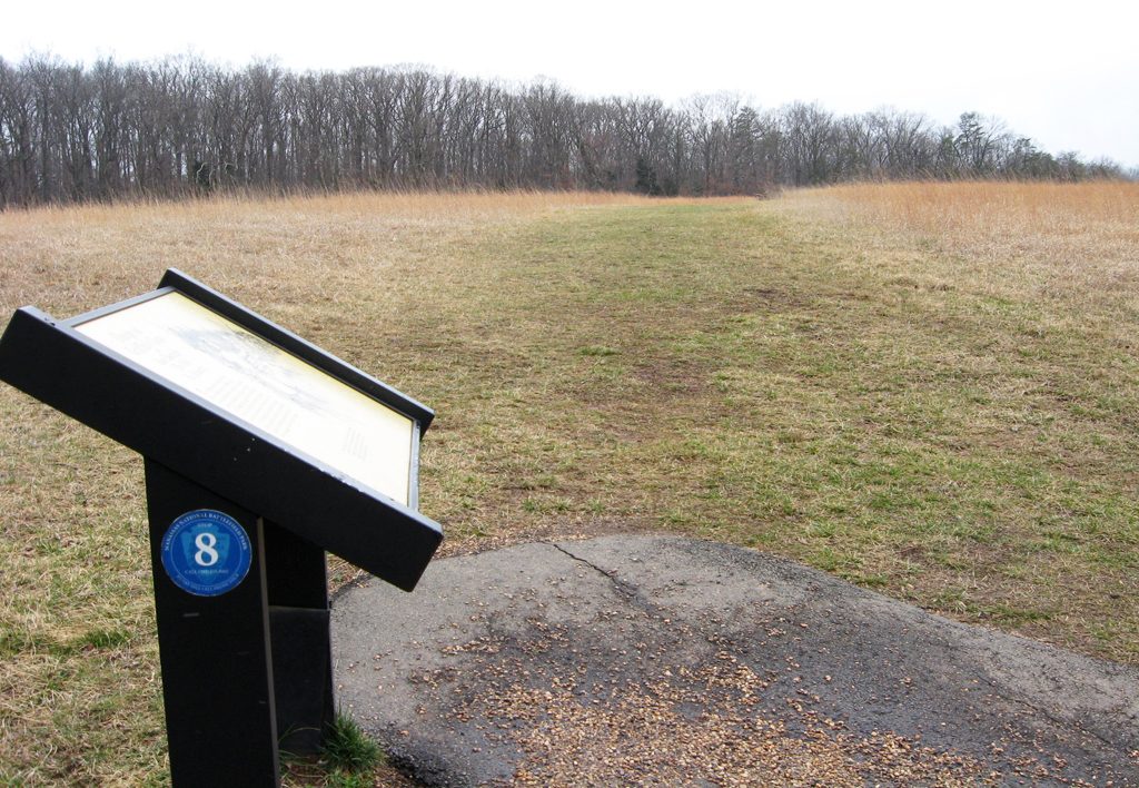 The Charge on Griffin's Guns wayside marker is on Henry Hill near the Manassas National Battlefield Park Visitor Center.