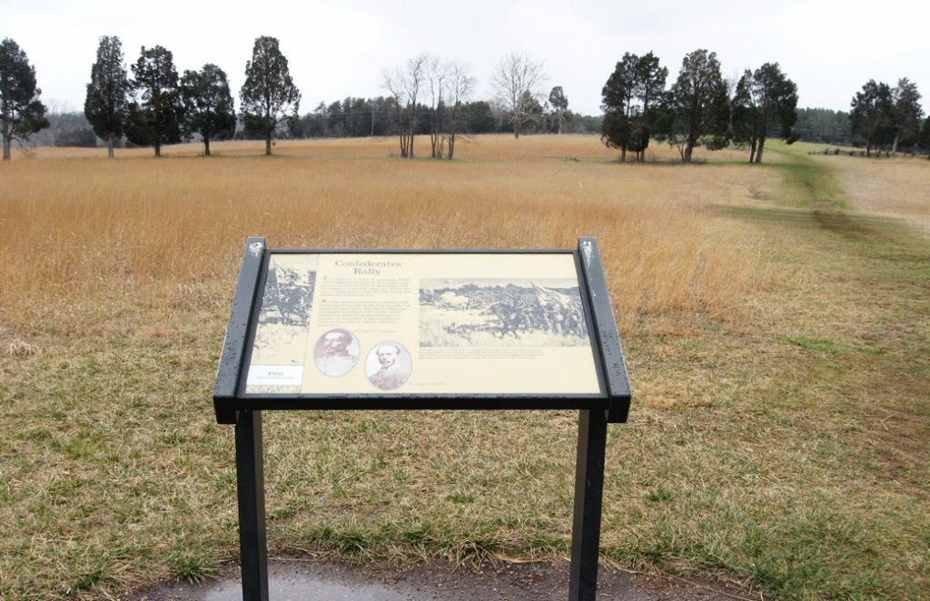 The Confederates Rally wayside marker on the Manassas National Battlefield