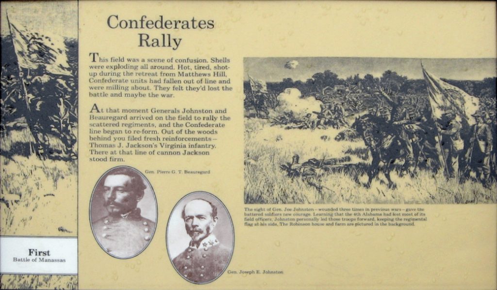 The Confederates Rally wayside marker on the Manassas National Battlefield