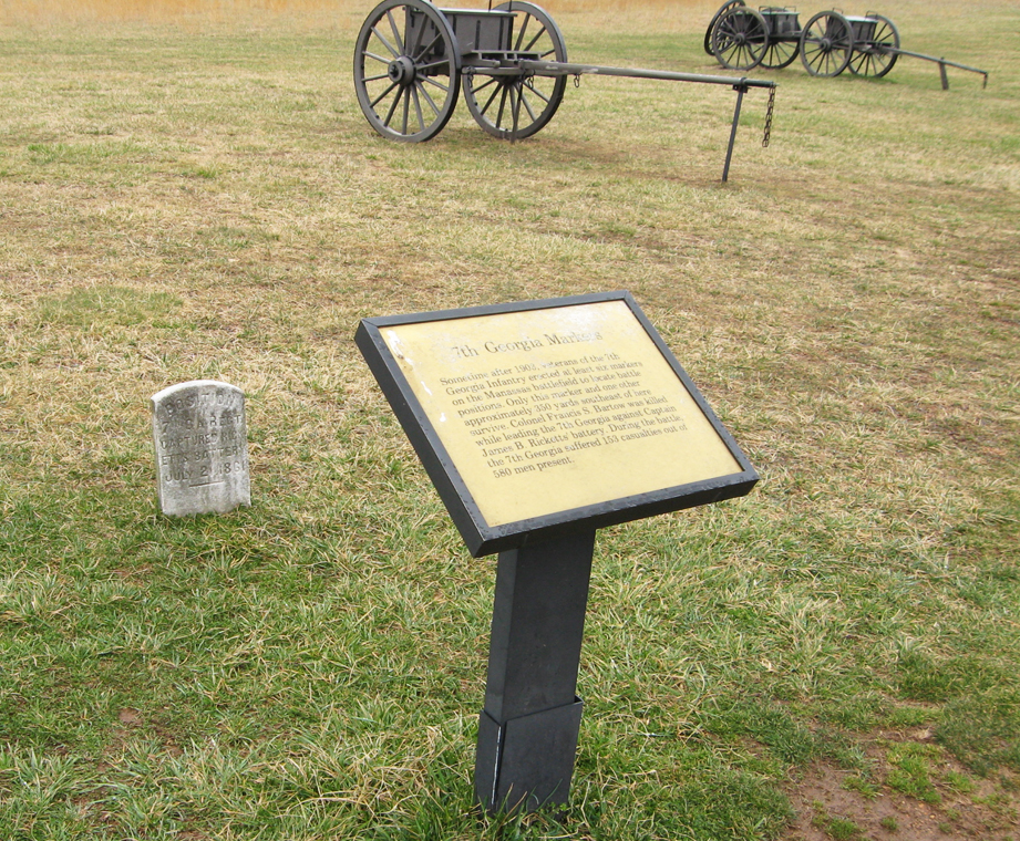The 7th Georgia markers are on the Henry Hill walking tour north of the Manassas National Battlefield Visitor Center.