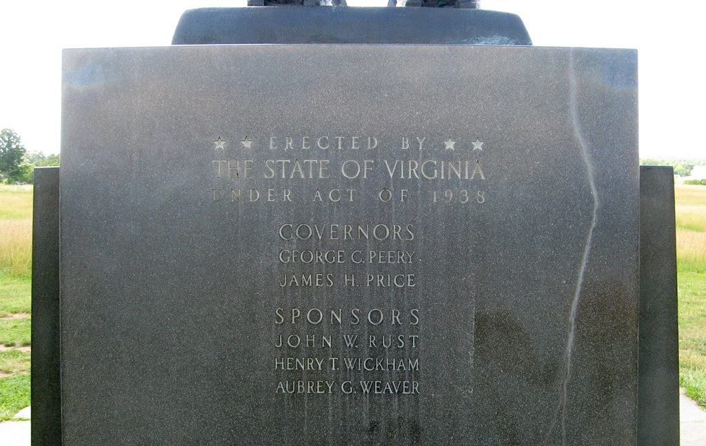 Inscription from the monument to General Thomas J. Jackson at Manassas.