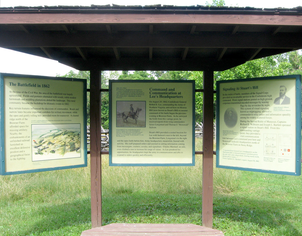 The Stuart’s Hill Exhibit Kiosk is at the Stuart's Hill Center on the southwest side of the battlefield. 