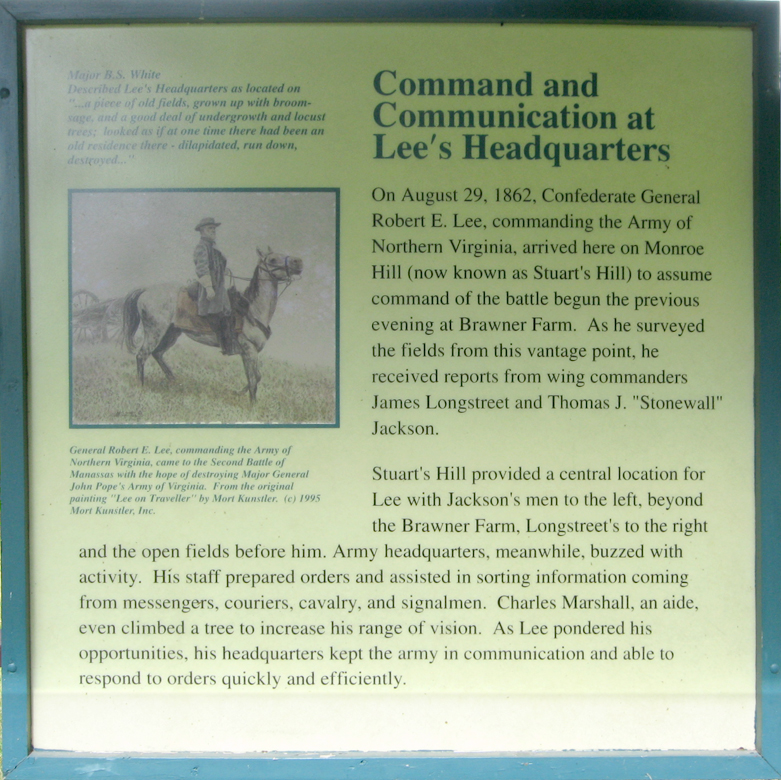 The Stuart’s Hill Exhibit Kiosk is at the Stuart's Hill Center on the southwest side of the battlefield. 
