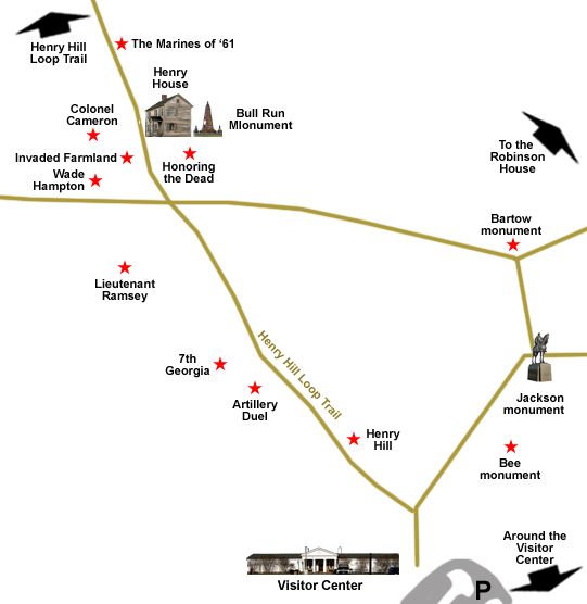 Map of the Henry House part of the Henry Hill Loop Tour on the Manassas battlefield