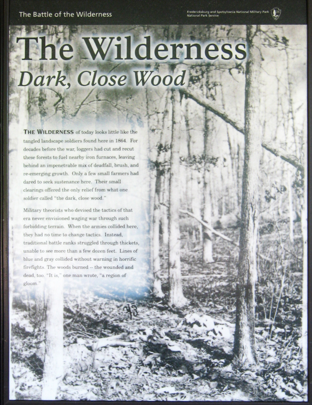 The Wilderness - Dark, Close Wood orientation marker on the Wilderness Battlefield
