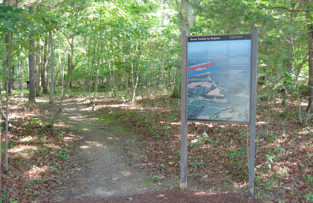 The Grant comes to Virginia orientation marker along the trail at Stop One on the Auto Tour