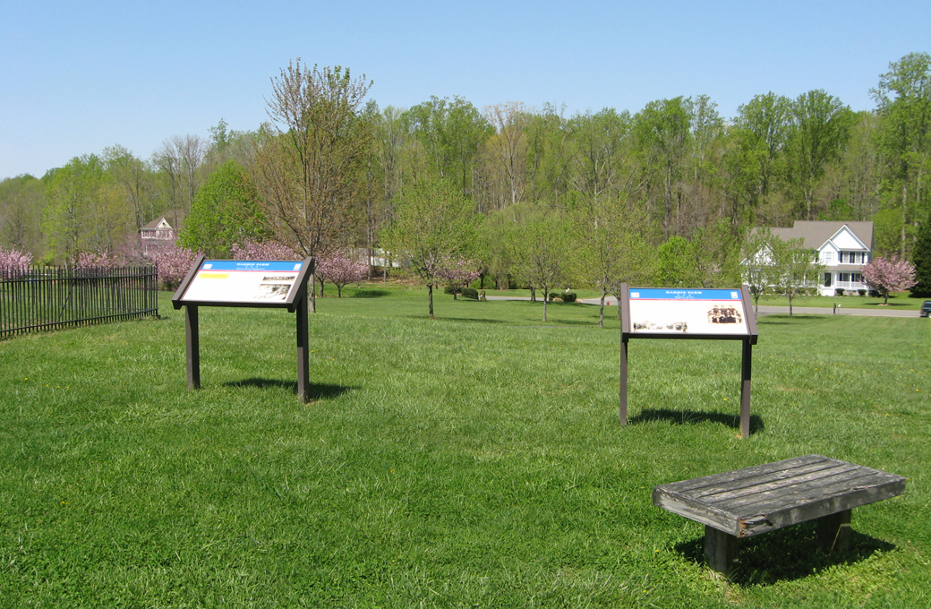 Wayside markers for the Civil War Battle of Harris Farm near Fredericksburg, Virginia