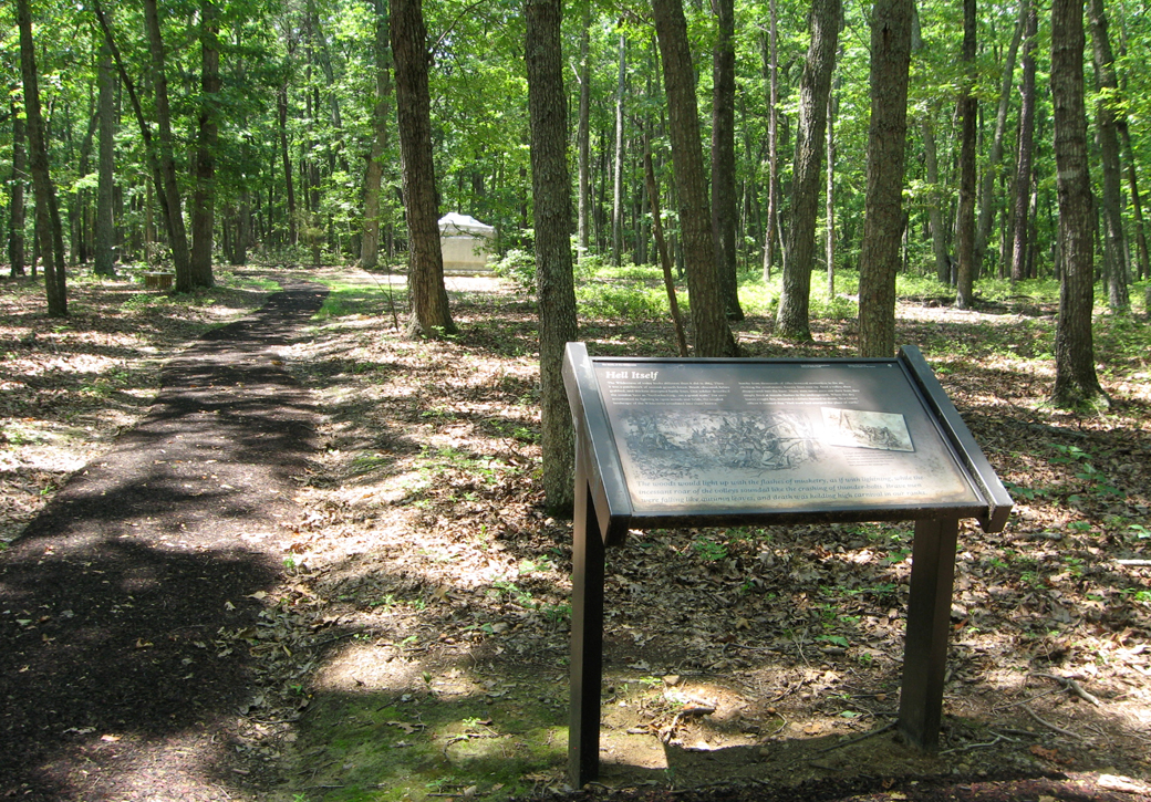 The Hell Itself wayside marker on the Wilderness battlefield