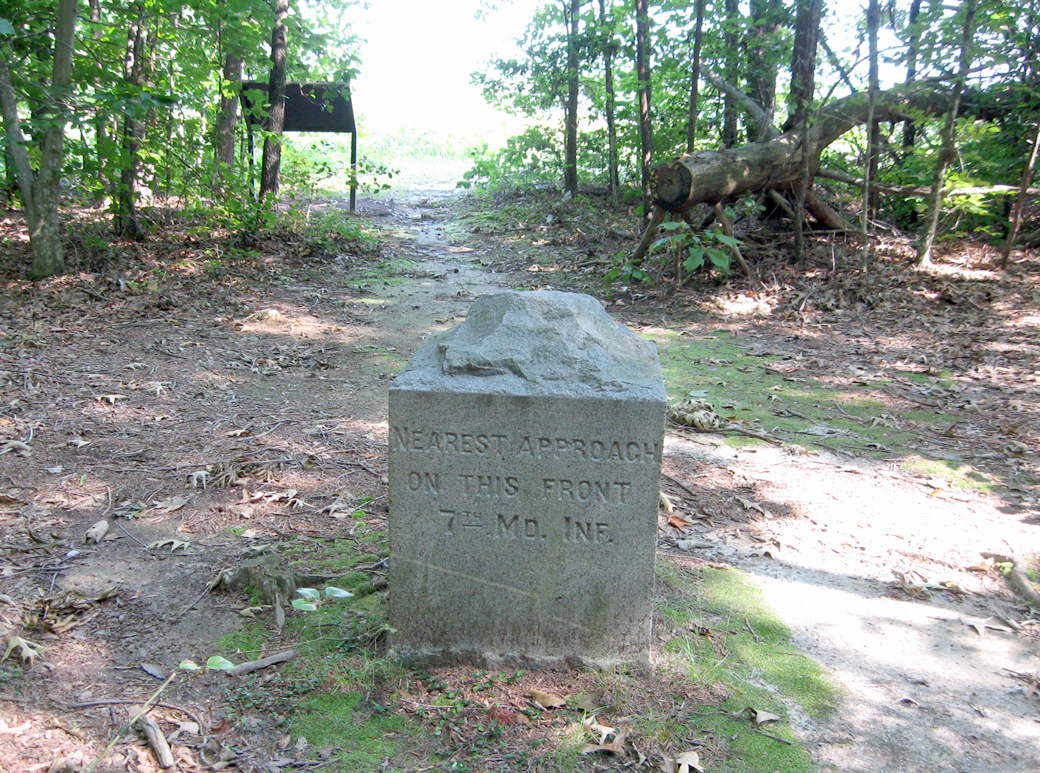 Left side of the Maryland Brigade marker on Laurel Hill on the the Spotsylvania battlefield