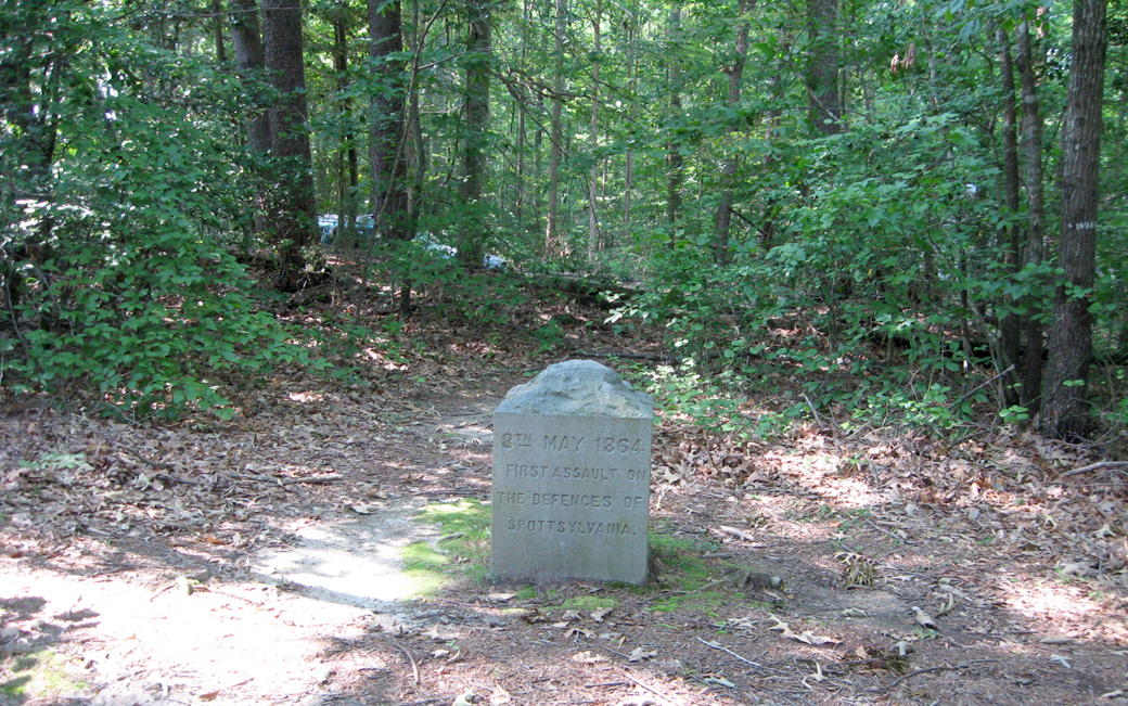 Rear view of the Maryland Brigade marker on Laurel Hill on the the Spotsylvania battlefield