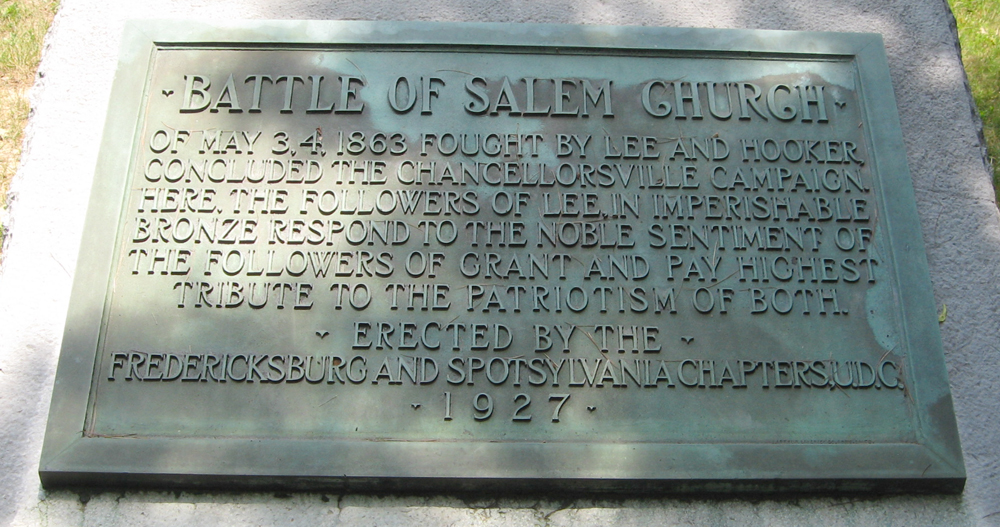 Closeup of the Battle of Salem Church U.D.C. monument near Fredericksburg, Virginia