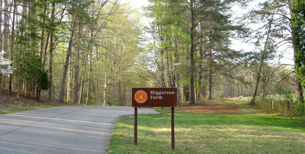 Sign for Higgerson Farm, Stop 4 on the Civil War Battle of the Wilderness Auto Tour