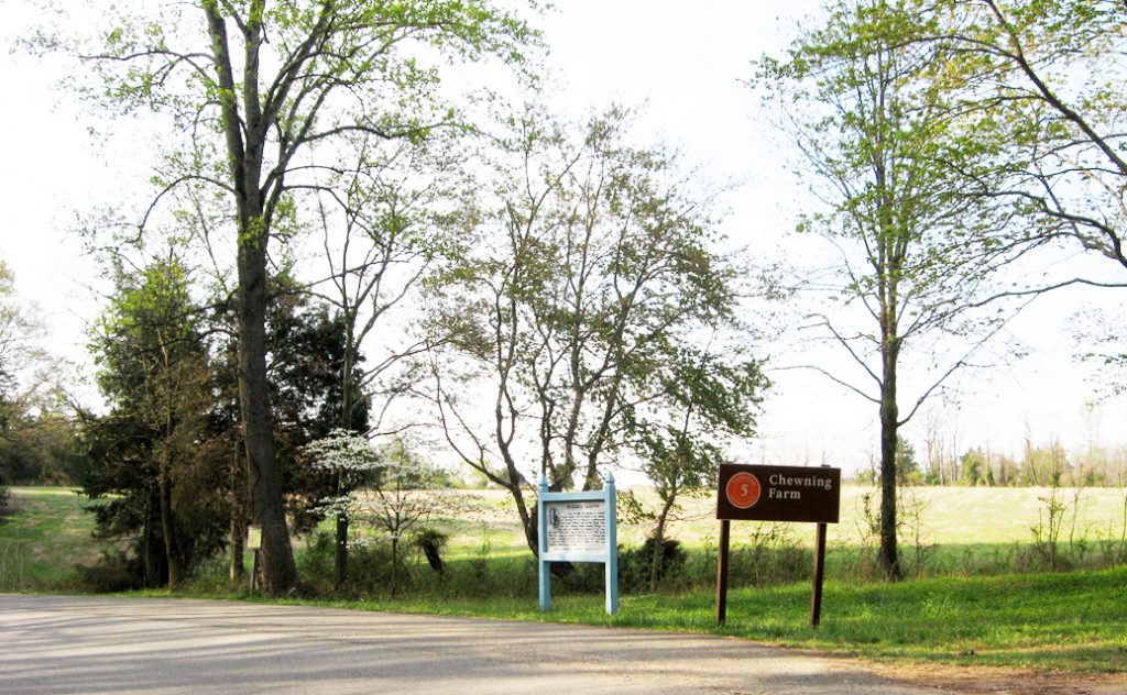Sign for Chewning Farm, Stop 5 on the Civil War Battle of the Wilderness Auto Tour