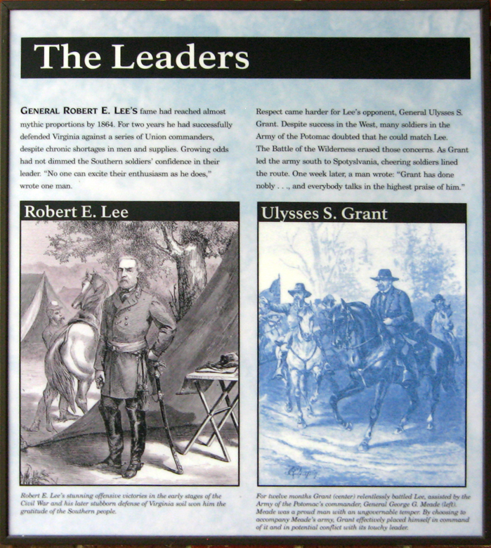 The Leaders exhibit in the Spotsylvania Battlefield Exhibit Shelter