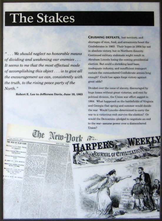 The Stakes exhibit in the Wilderness Exhibit Shelter on the Wilderness Battlefield