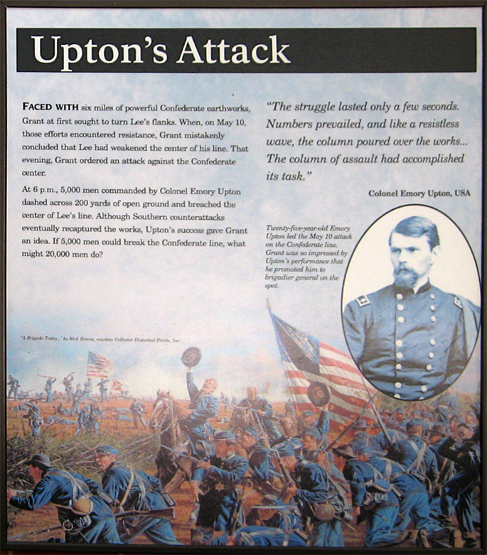 The Upton's Attack exhibit in the Spotsylvania Battlefield Exhibit Shelter