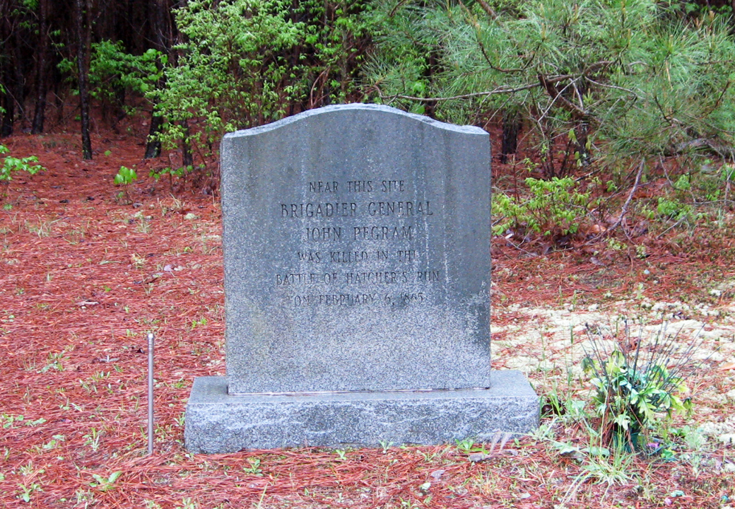 Monument to Confederate Brigadier General John Pegram, killed at Hatchers Run in February, 1865