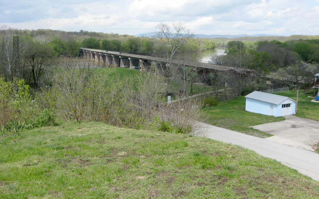 View of the US11 bridge across the Potomac River from Doubleday Hill in Williamsport, Maryland