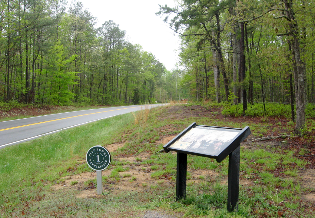 Tour Stop One and 'The Union Cavalry Attacks' wayside marker' along Court House Road.