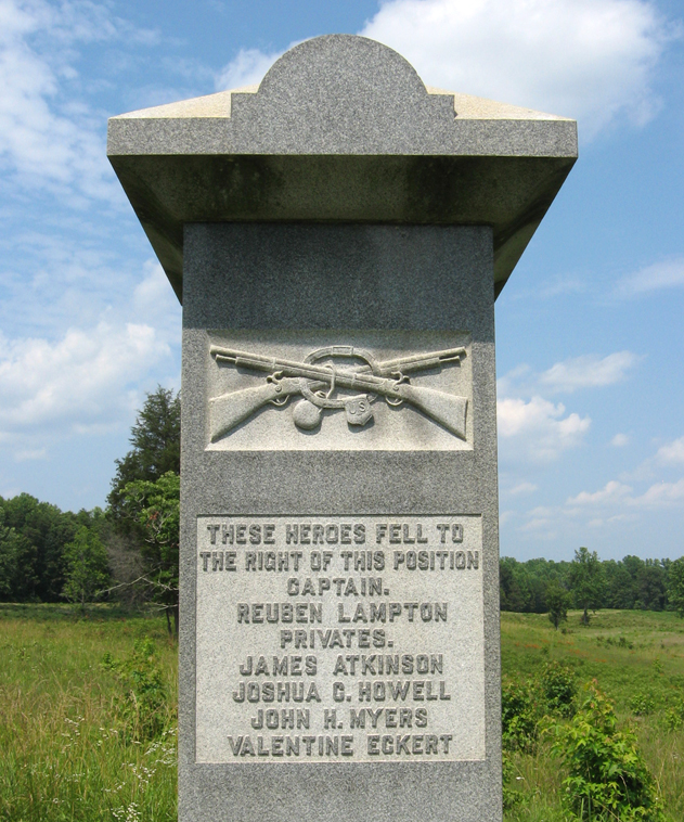 Closeup of the monument to the 126th Ohio Volunteer Infantry Regiment at Spotsylvania