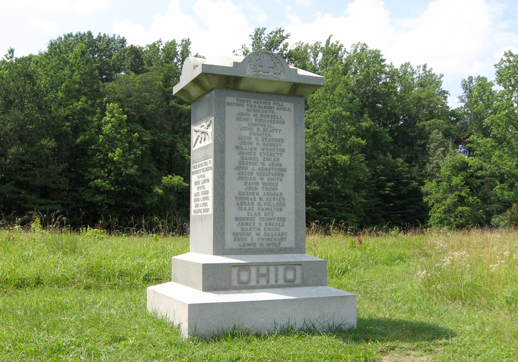 Right side of the monument to the 126th Ohio Volunteer Infantry Regiment at Spotsylvania