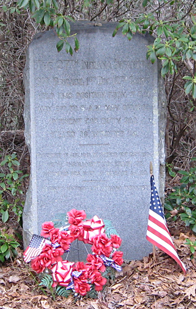 Closeup of the monument to the 27th Indiana Volunteer Infantry Regiment at Chancellorsville