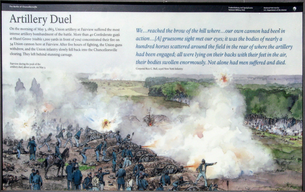 The Artillery Duel wayside marker at Fairhaven on the Chancellorsville battlefield
