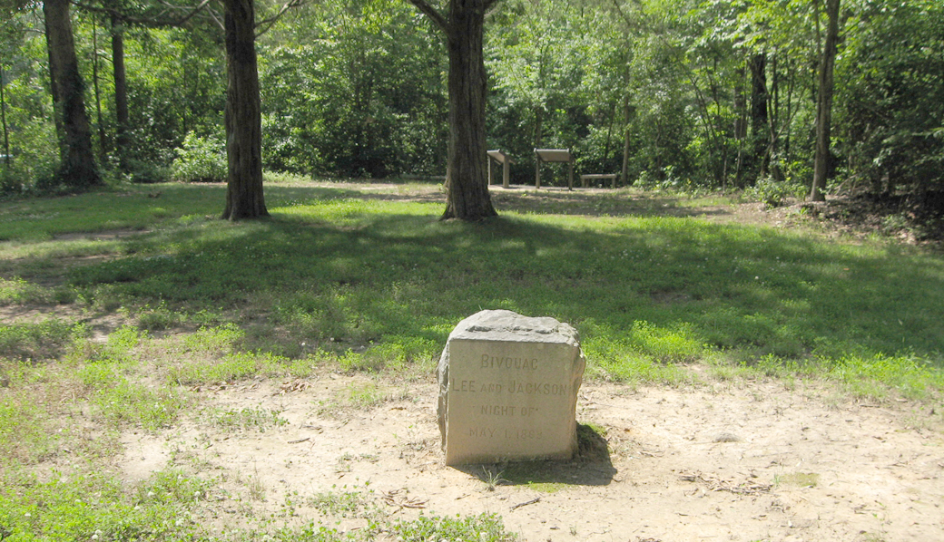 The Lee-Jackson Bivouac monument on the Chancellorsville battlefield