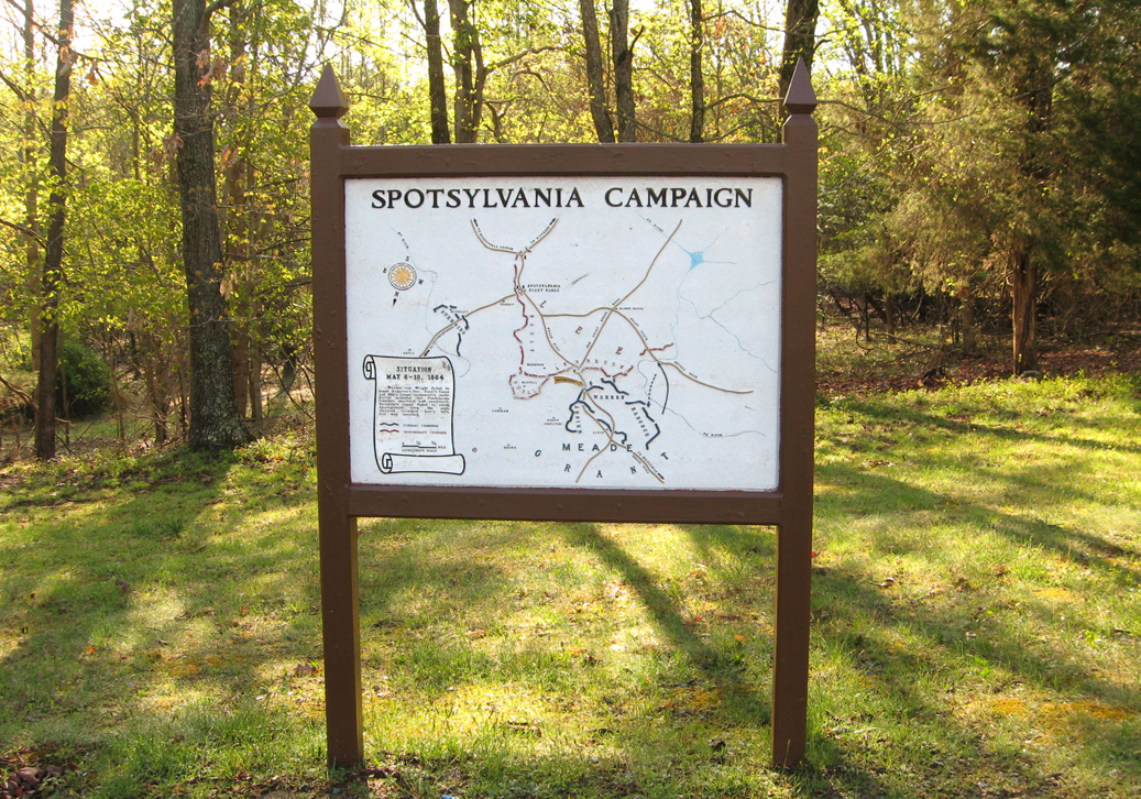 Marker with map of the Spotsylvania Campaign May 8-10