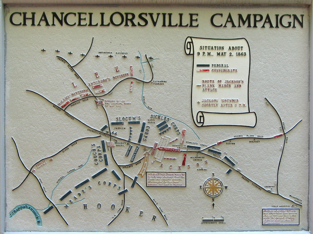 Chancellorsville Campaign: May 2, 9 p.m. historical markers on the Chancellorsville battlefield