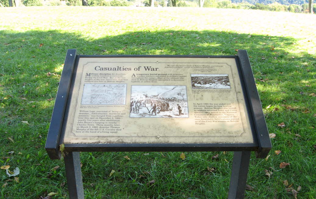 The Casualties of War wayside marker on the Harpers Ferry battlefield