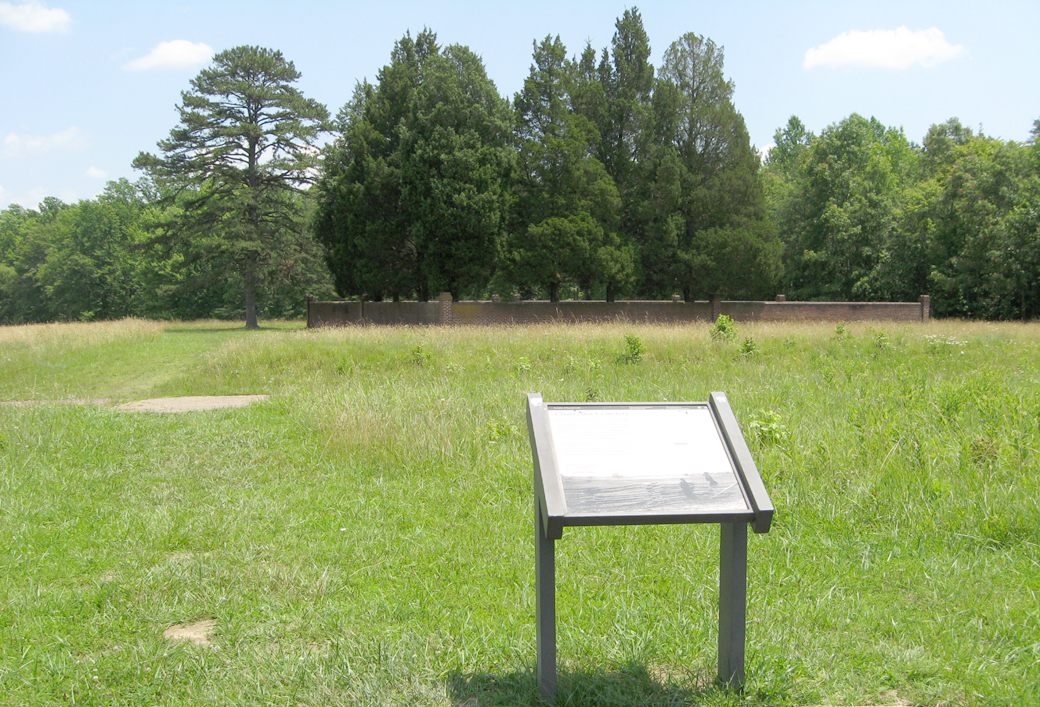 The Chancellor Cemetery wayside marker on the Chancellorsville battlefield