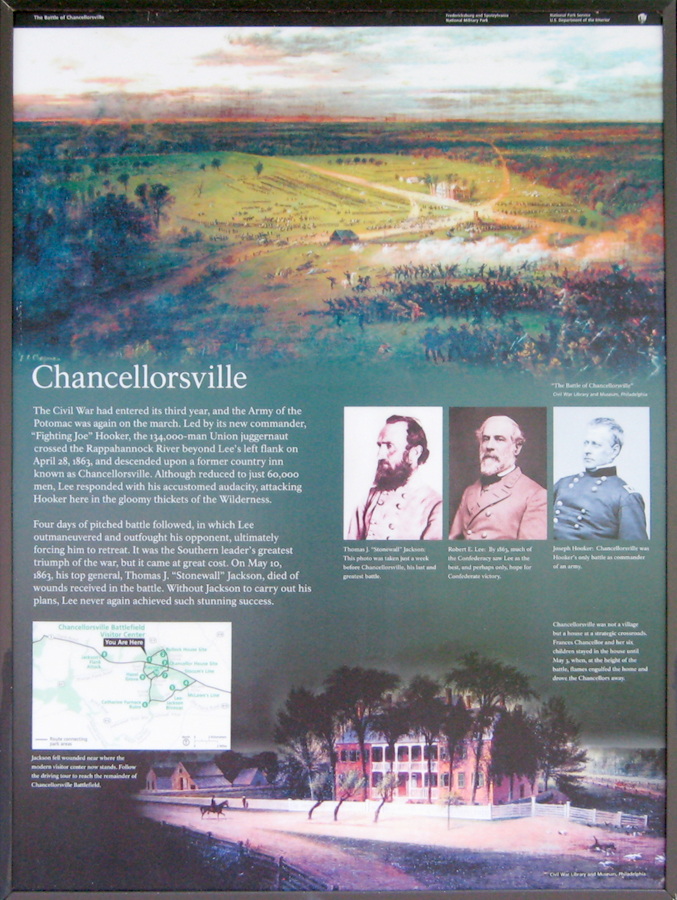 Battle of Chancellorsville orientation marker outside the Visitor Canter on the Chancellorsville battlefield