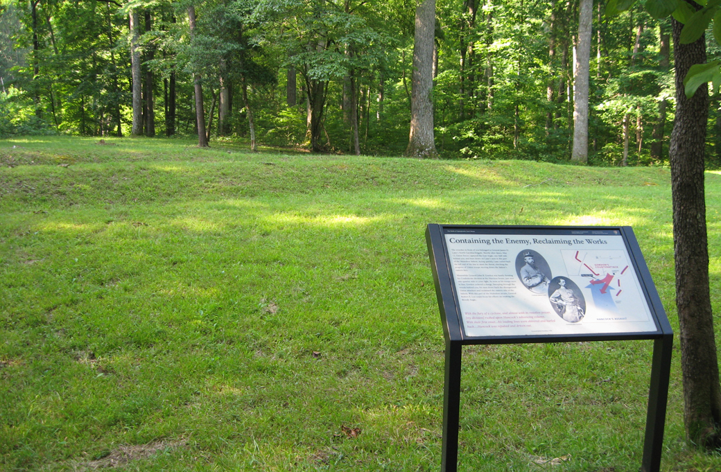 The Containing the Enemy, Reclaiming the Works wayside marker on the Spotsylvania battlefield