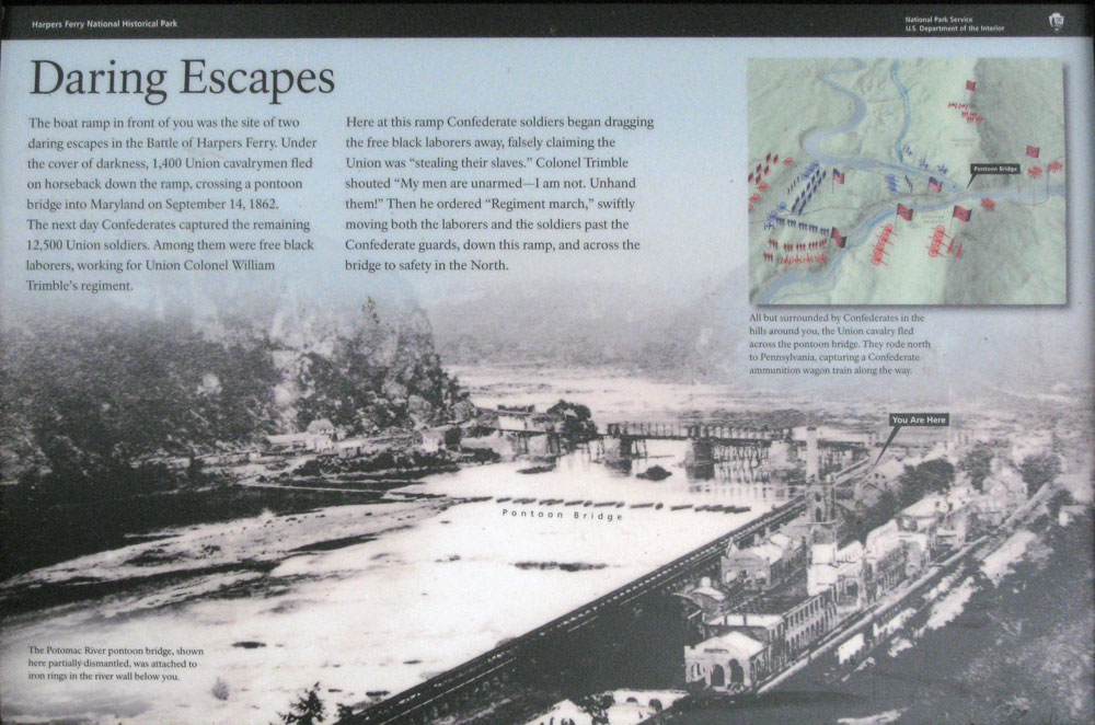 The Daring Escapes wayside marker at Harpers Ferry