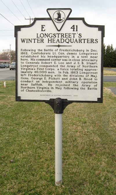 Longstreet's Winter Headquarters - E41 Virginia historical marker