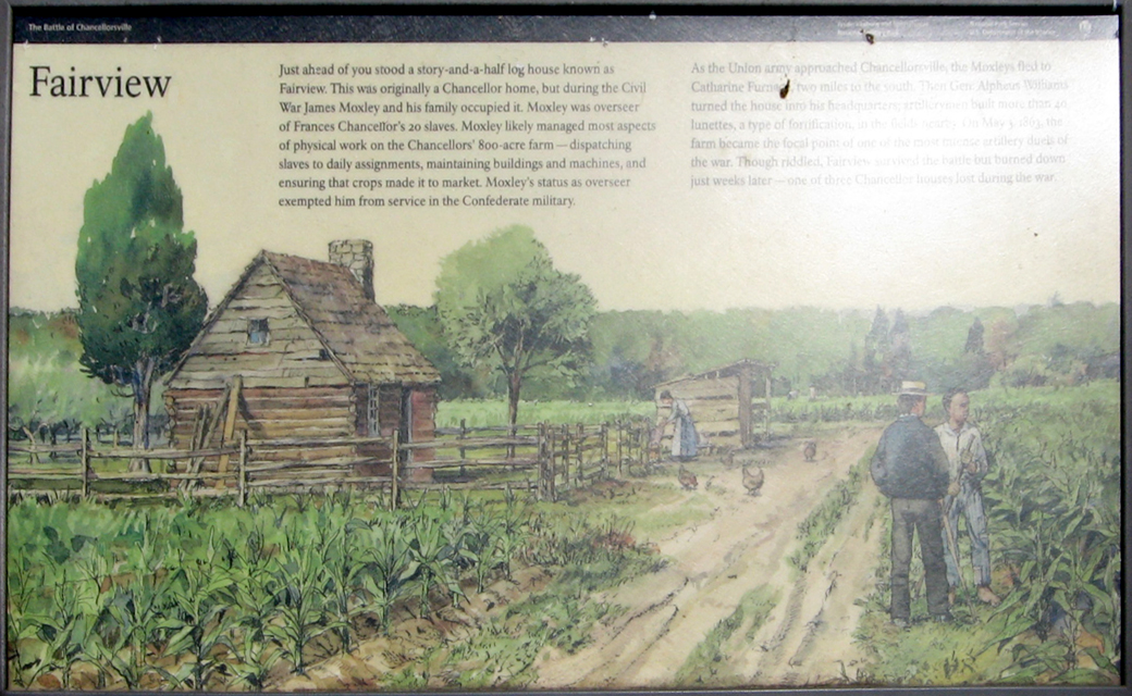 The Fairview and wayside marker on the Chancellorsville battlefield
