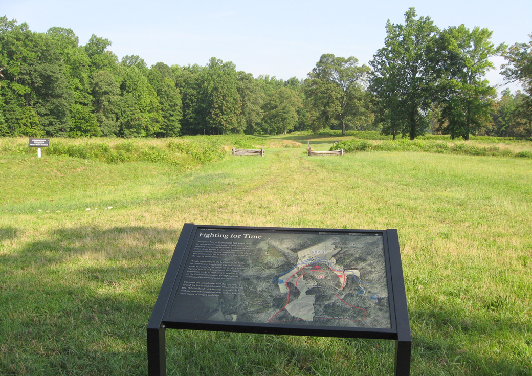 The Fighting for Time wayside marker on the Spotsylvania battlefield