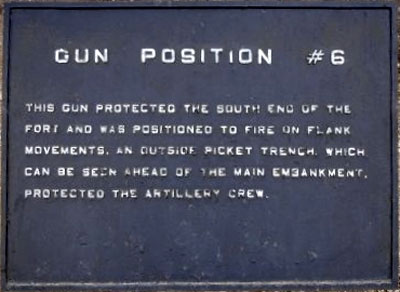 The Gun Position #6 marker in the KOA campground at Harpers Ferry