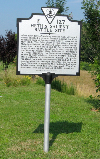 Heth's Salient Battle Site E127 Virginia historical marker