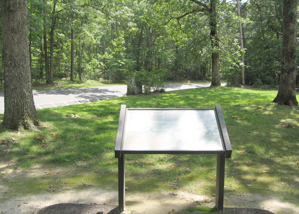 The Jackson on the Move wayside marker at Catharine Furnace on the Chancellorsville battlefield