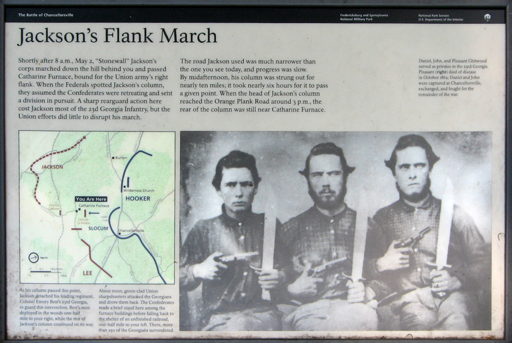 The Jackson's Flank March wayside marker on the Chancellorsville battlefield