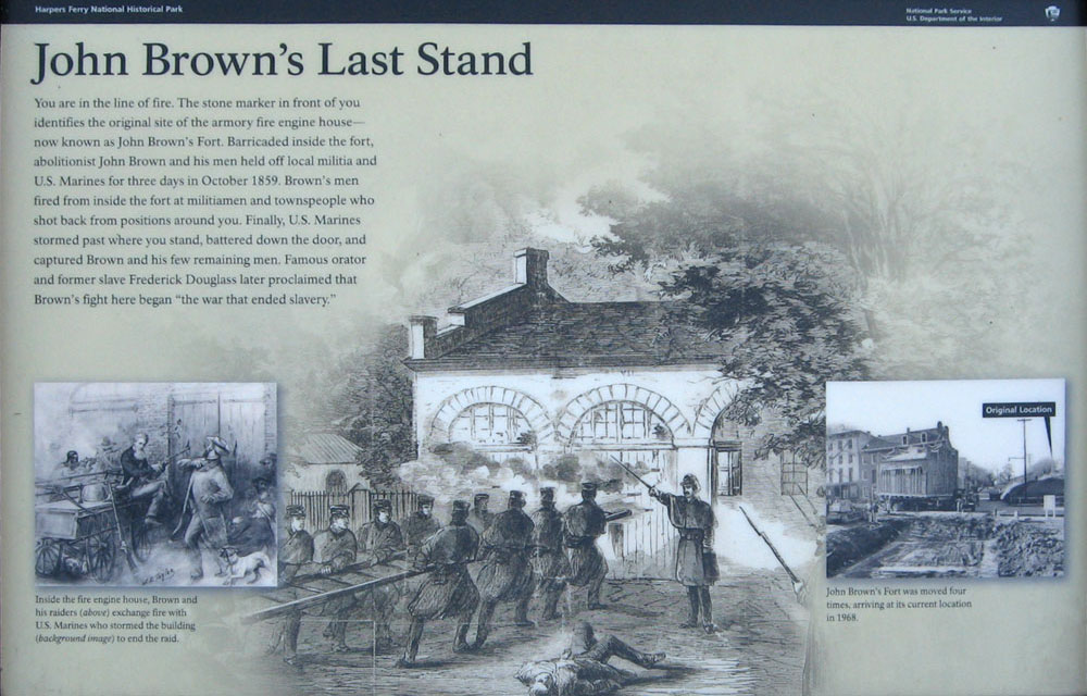 The John Browns Last Stand wayside marker in Harpers Ferry