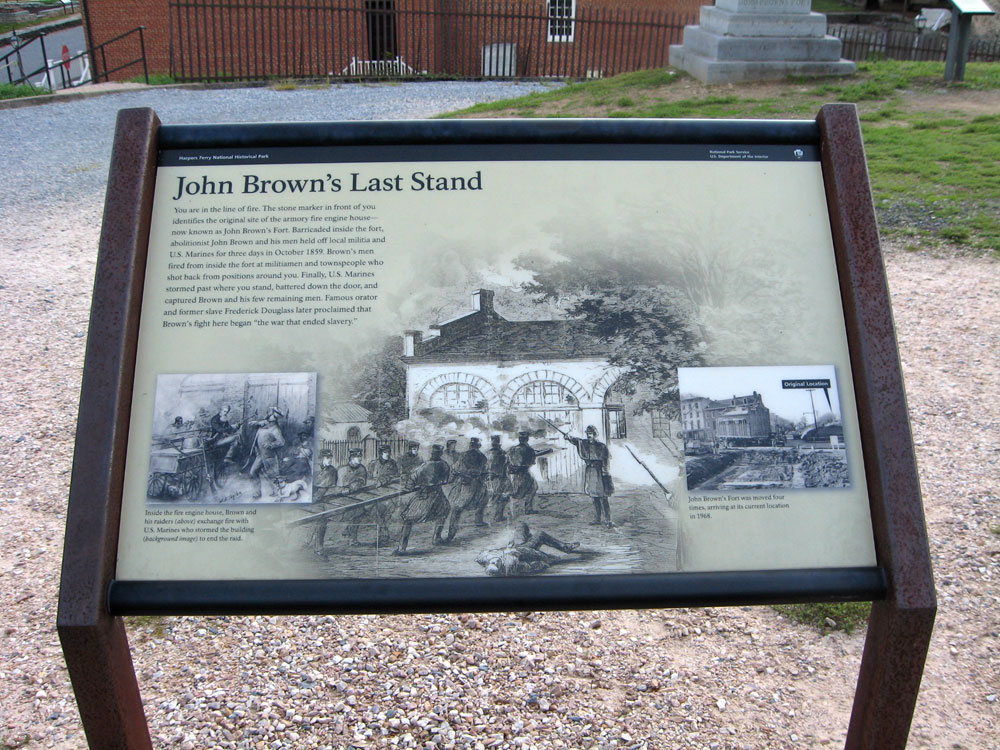 The John Browns Last Stand wayside marker in Harpers Ferry
