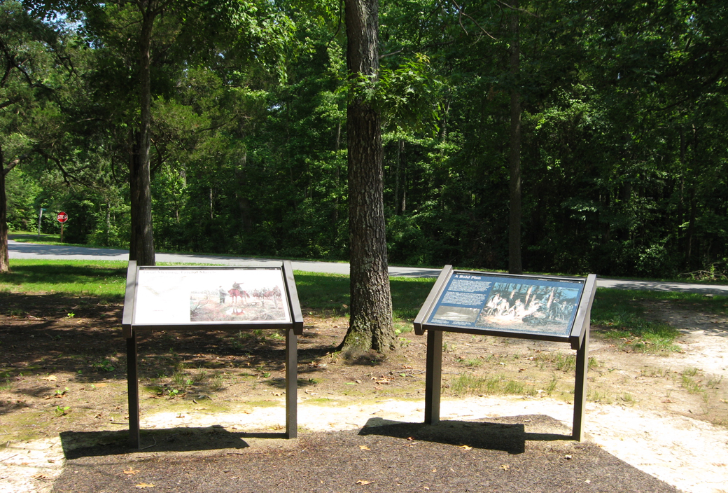 The Final Meeting, Fateful March and A Bold Plan wayside markers on the Chancellorsville battlefield