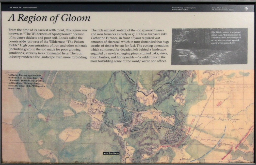A Region of Gloom wayside marker on the Chancellorsville battlefield